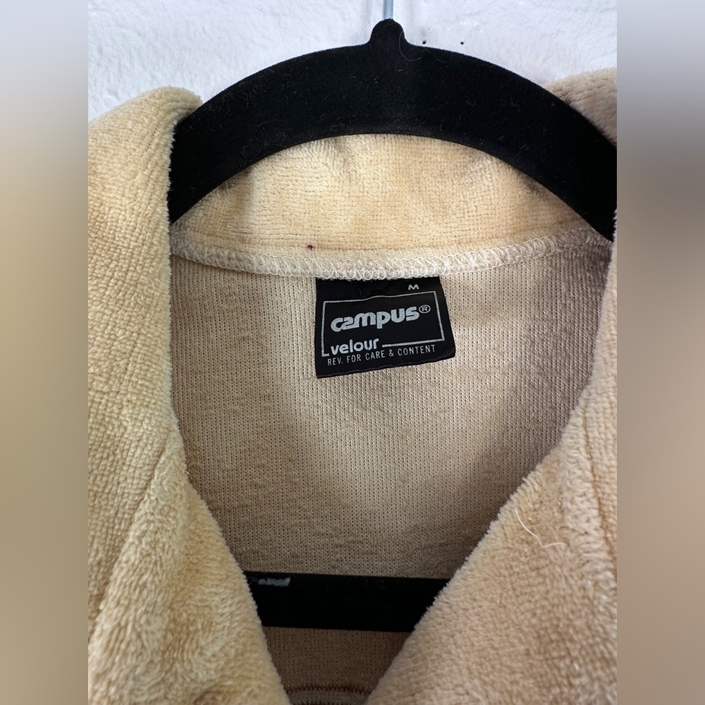 Campus Velour vintage longsleeve stripe polo various shades of brown size Medium - Picture 5 of 8